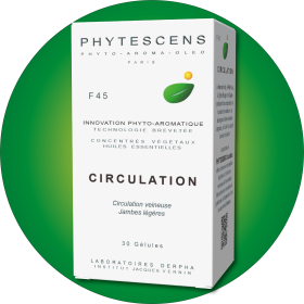 F45 Circulation: extraits de Petit houx, marron d'inde et vigne rouge, huile essentielle de cyprès