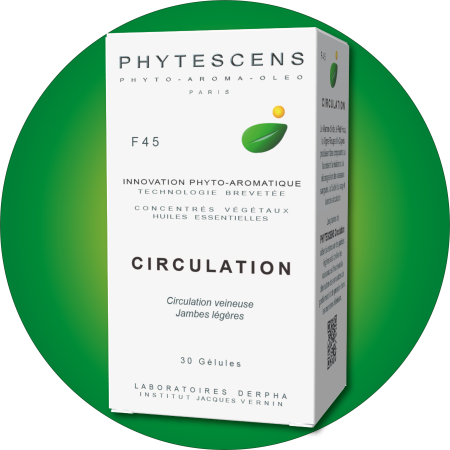 F45 Circulation: extraits de Petit houx, marron d'inde et vigne rouge, huile essentielle de cyprès